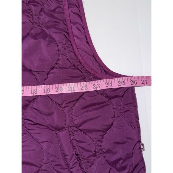 Lou & Grey Quilted Puffer Vest Luxe Purple Pocket Snaps Funnel Collar Size XXL - Picture 10 of 12